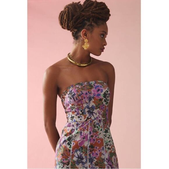 NWT Geisha Designs Anthropologie Strapless Train Floral Mini Dress XL - Picture 4 of 14